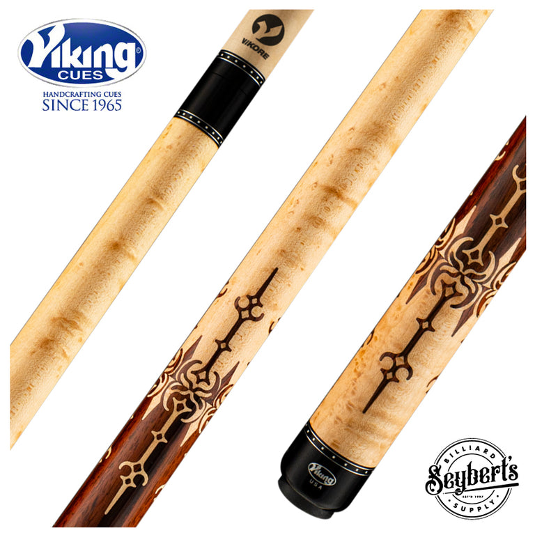 Viking MT0604 Motore Series Play Cue - Khaki-Stained Birdseye Maple with East Indian Rosewood Inlays