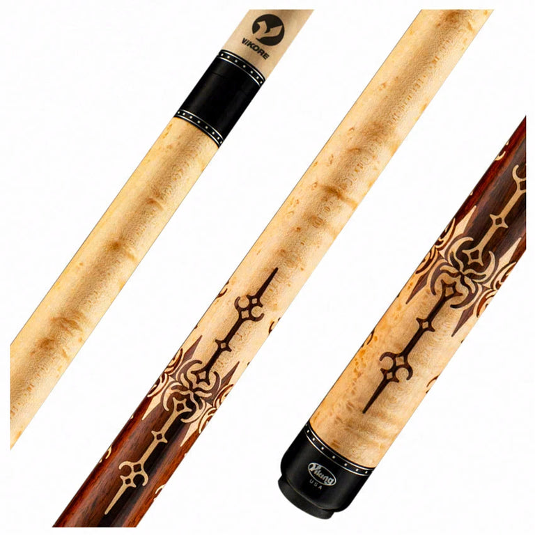 Viking Motore Series Khaki-Stained Birdseye Maple with East Indian Rosewood Inlays Play Cue - MT0604