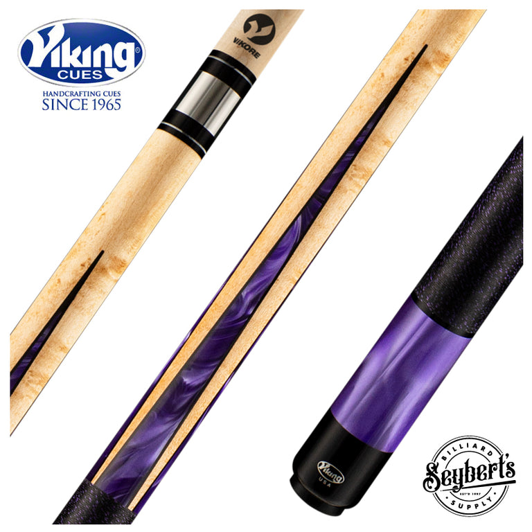 Viking HL0204 Helix Series Play Cue - Khaki-Stained Birdseye Maple with 8 Black and Purple Premium Pearl Inlays