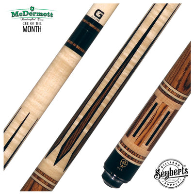 McDermott Curly Maple with Bocote and Black Urethane Inlays Cue of the Month with G-Core Shaft