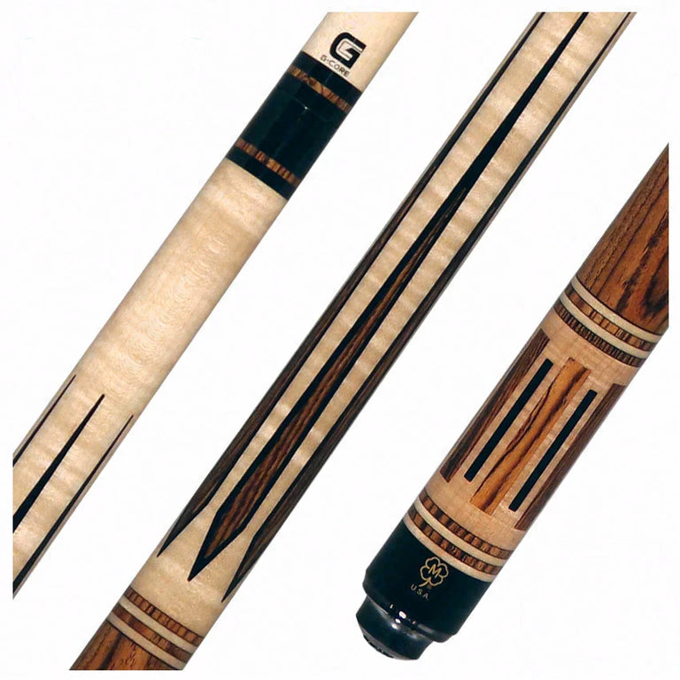 McDermott Curly Maple with Bocote and Black Urethane Inlays Cue of the Month with G-Core Shaft