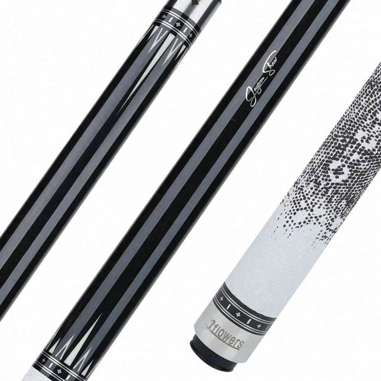 JFlowers True White Pool Cue with White Lizard Wrap and Carbon Shaft