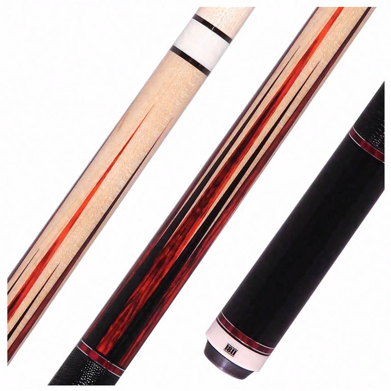 1811 Model 6 Maple Forearm with Cocobolo/Black Points Graphic and Black Embossed Lizard Pool Cue Butt- Uni-Loc