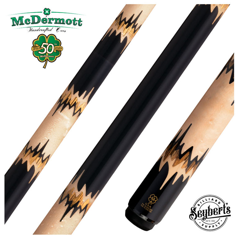McDermott 50th Anniversary Series Black Urethane with Birdseye Maple and Bocote Inlays Cue with i2 Shaft and Commemorative 1x1 Case