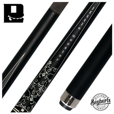 Little Monster Matte Black with 2 White Points Graphics No Wrap Play Cue with Carbon Fiber Shaft