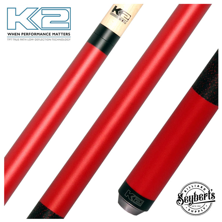 K2 Matte Metallic Red Pool Cue with 12.50mm K2 LD Shaft