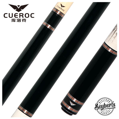 Cueroc Black Galaxy 1 Dymond Ebony Wood Pool Cue with Ring-Tailed Lizard Wrap