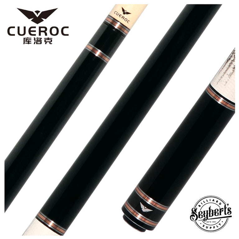 Cueroc Black Galaxy 1 Dymond Ebony Wood Pool Cue with Ring-Tailed Lizard Wrap
