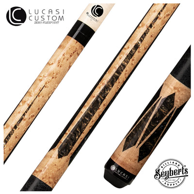 Lucasi Hybrid Brazilian Birdseye Maple Cue with Black Leather Wrap Pool Cue