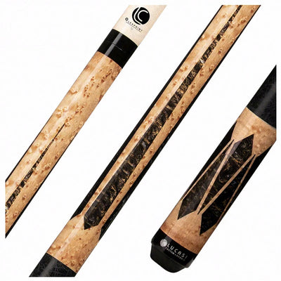 Lucasi Hybrid Brazilian Birdseye Maple Cue with Black Leather Wrap Pool Cue