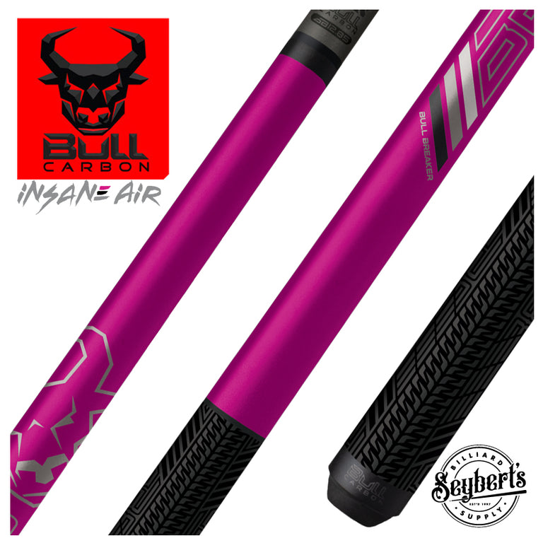 Bull Carbon Pink Perfection Bull Breaker Break Cue with Multi-Zone Sport Grip Wrap