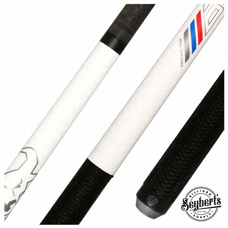 Bull Carbon Bull Breaker Pearl White Break Cue with Multi-Zone Sport Grip Wrap
