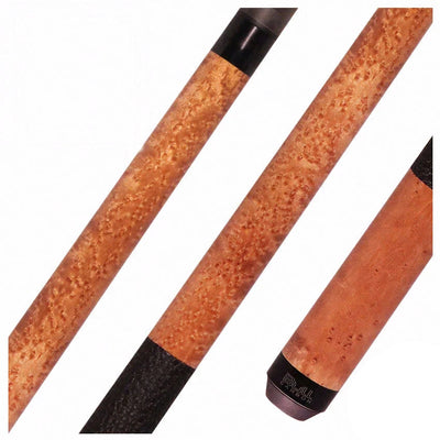 Bull Carbon Taupe-Stained Birdseye Maple Play Cue with Textured Leather Wrap