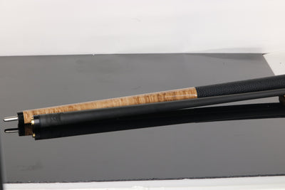 Bull Carbon Taupe-Stained Birdseye Maple Play Cue with Textured Leather Wrap