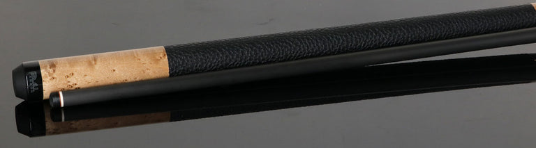 Bull Carbon Taupe-Stained Birdseye Maple Play Cue with Textured Leather Wrap
