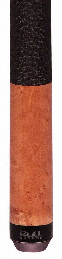 Bull Carbon Taupe-Stained Birdseye Maple Play Cue with Textured Leather Wrap