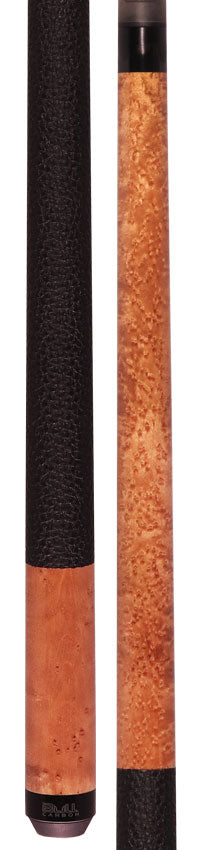 Bull Carbon Taupe-Stained Birdseye Maple Play Cue with Textured Leather Wrap