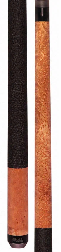 Bull Carbon Taupe-Stained Birdseye Maple Play Cue with Textured Leather Wrap