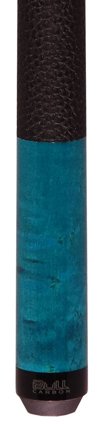 Bull Carbon Blue Washed Birdseye Maple Play Cue with Textured Leather Wrap