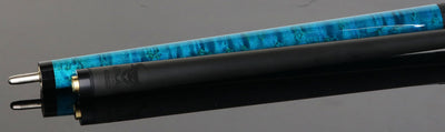 Bull Carbon Blue Washed Birdseye Maple Play Cue with Textured Leather Wrap