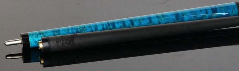 Bull Carbon Blue Washed Birdseye Maple Play Cue with Textured Leather Wrap