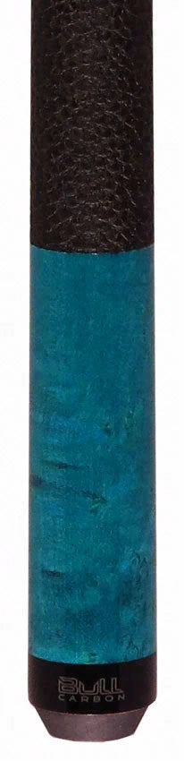 Bull Carbon Blue Washed Birdseye Maple Play Cue with Textured Leather Wrap