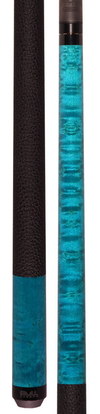 Bull Carbon Blue Washed Birdseye Maple Play Cue with Textured Leather Wrap