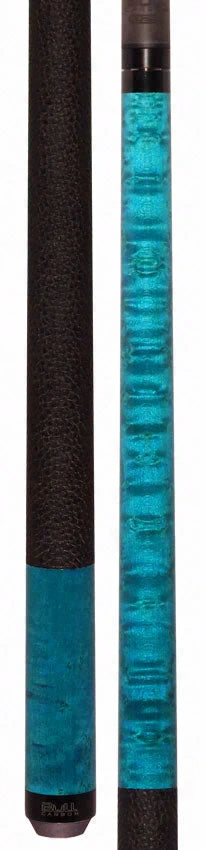 Bull Carbon Blue Washed Birdseye Maple Play Cue with Textured Leather Wrap