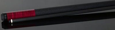 Bull Carbon Pink-Stained Curly Maple Play Cue with Textured Leather Wrap