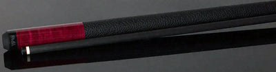 Bull Carbon Pink-Stained Curly Maple Play Cue with Textured Leather Wrap