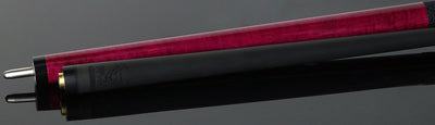 Bull Carbon Pink-Stained Curly Maple Play Cue with Textured Leather Wrap