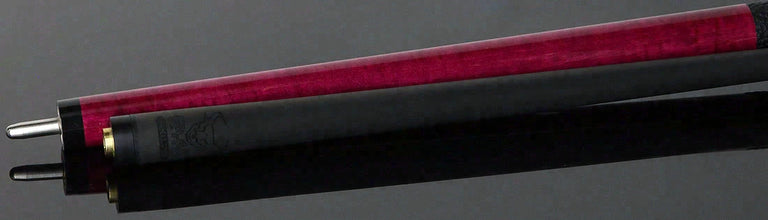 Bull Carbon Pink-Stained Curly Maple Play Cue with Textured Leather Wrap