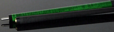 Bull Carbon Green-Stained Curly Maple Play Cue with Textured Leather Wrap