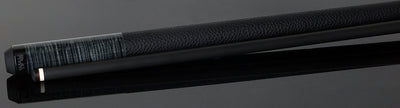 Bull Carbon Gray-Stained Curly Maple Play Cue with Textured Leather Wrap