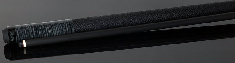 Bull Carbon Gray-Stained Curly Maple Play Cue with Textured Leather Wrap