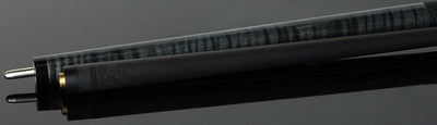 Bull Carbon Gray-Stained Curly Maple Play Cue with Textured Leather Wrap