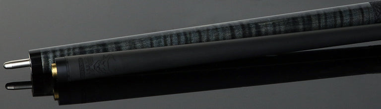 Bull Carbon Gray-Stained Curly Maple Play Cue with Textured Leather Wrap