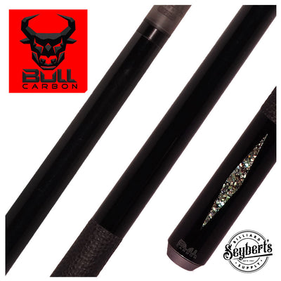 Bull Carbon Black with Galaxy Inlays Play Cue with Textured Leather Wrap