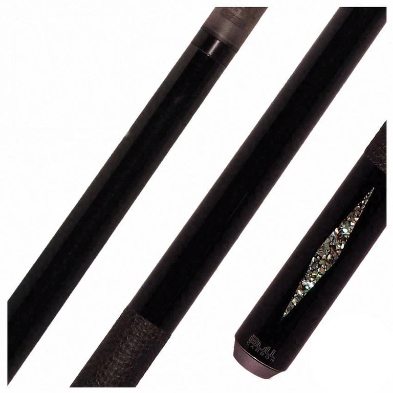 Bull Carbon Black with Galaxy Inlays Play Cue with Textured Leather Wrap