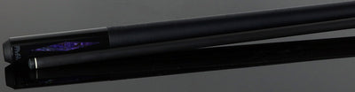Bull Carbon Purple Stained Maple with Shell Inlays Play Cue with Textured Leather Wrap