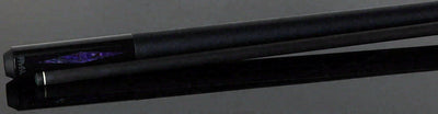 Bull Carbon Purple Stained Maple with Shell Inlays Play Cue with Textured Leather Wrap