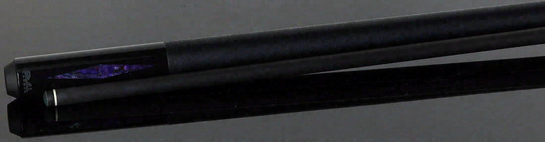 Bull Carbon Purple Stained Maple with Shell Inlays Play Cue with Textured Leather Wrap