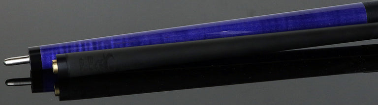 Bull Carbon Purple Stained Maple with Shell Inlays Play Cue with Textured Leather Wrap