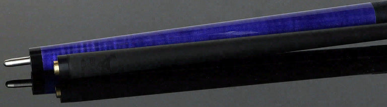 Bull Carbon Purple Stained Maple with Shell Inlays Play Cue with Textured Leather Wrap