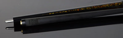 Bull Carbon Black with 6 Yellow Abalone Points Play Cue with Textured Leather Wrap