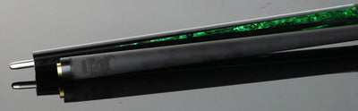 Bull Carbon Black with 6 Green Mother-of-Pearl Points Play Cue with Textured Leather Wrap