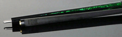Bull Carbon Black with 6 Green Mother-of-Pearl Points Play Cue with Textured Leather Wrap