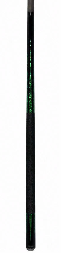 Bull Carbon Black with 6 Green Mother-of-Pearl Points Play Cue with Textured Leather Wrap