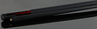 Bull Carbon Black with 6 Iridescent Red Points Play Cue with Textured Leather Wrap