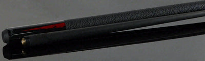 Bull Carbon Black with 6 Iridescent Red Points Play Cue with Textured Leather Wrap